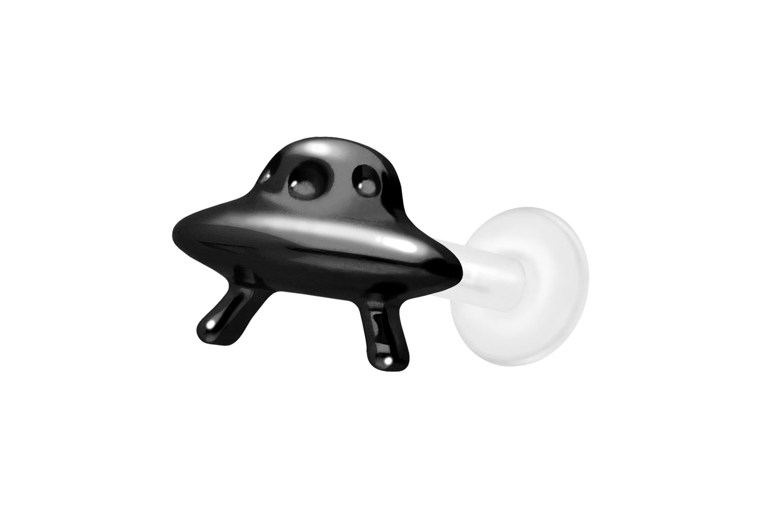 PTFE Labret Piercing mit Innengewinde + Titan-Aufsatz UFO